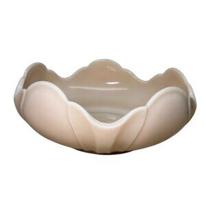 Vintage Westmoreland Tulip Lotus Bowl Peach Almond Milk Glass